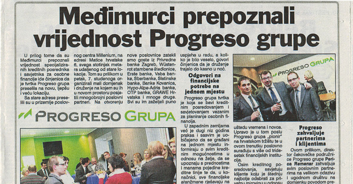 List međimurje o Progreso grupi