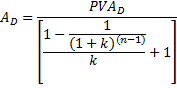 Formula kad je poznata sadašnja vrijednost anuitet na početku